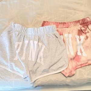 PINK Victoria's Secret Gray and Pink Athletic Shorts Set